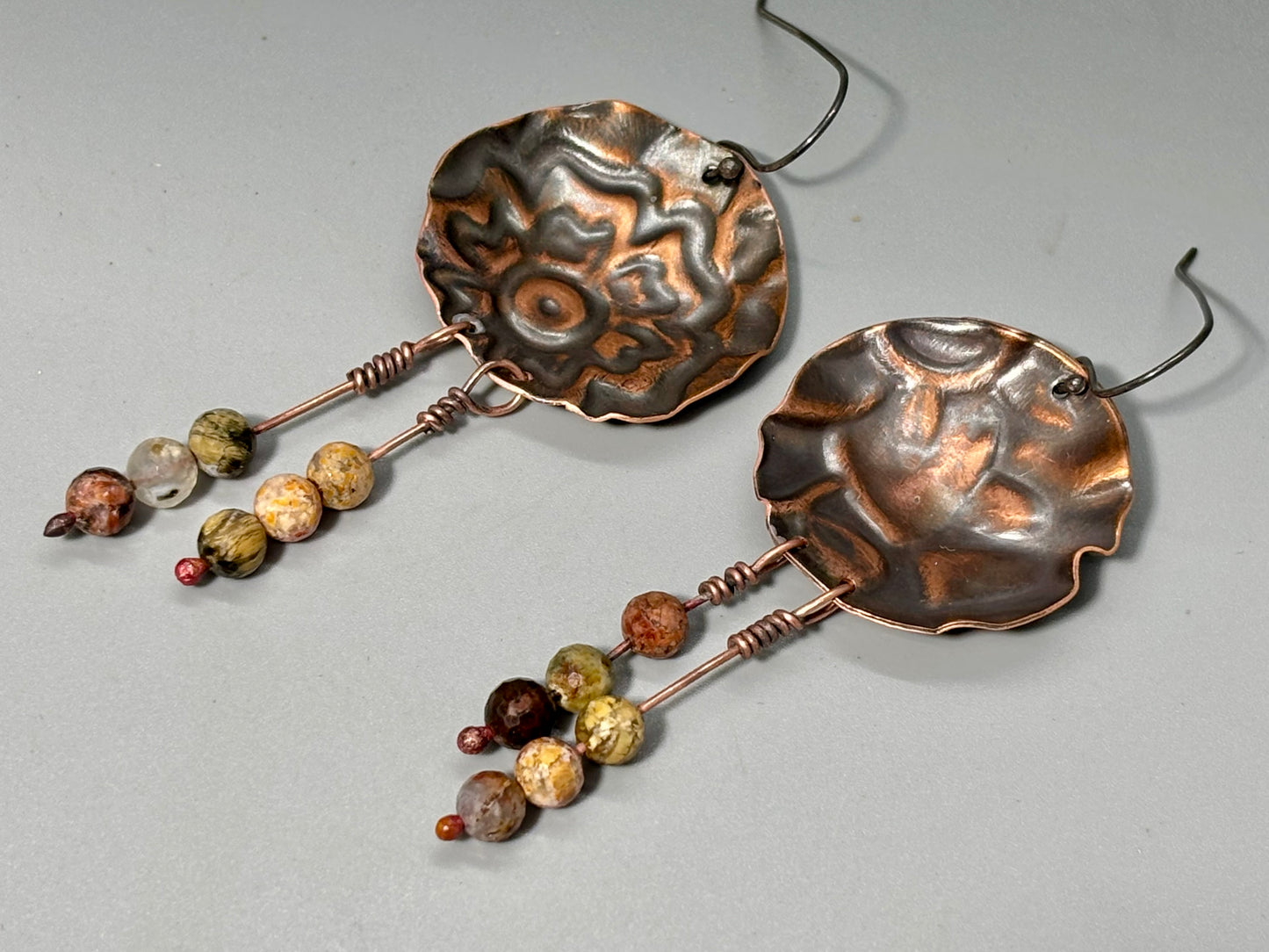 Bohemian Floral Disk Dangle Beaded Earrings # 3