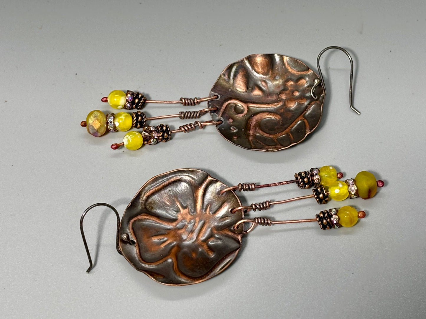 Bohemian Floral Disk Dangle Beaded Earrings # 4