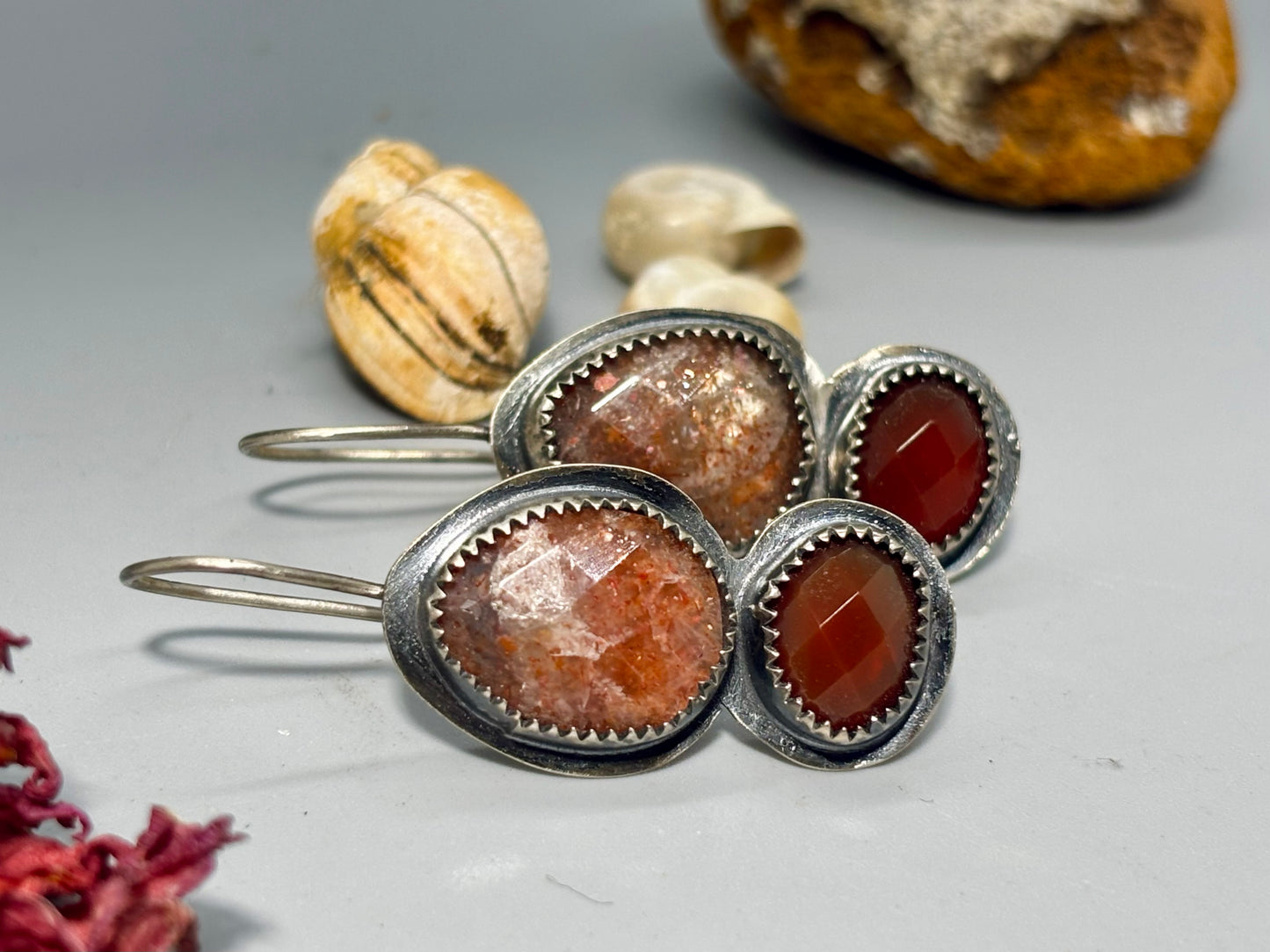 Sunstone Carnelian Sterling Silver Earrings