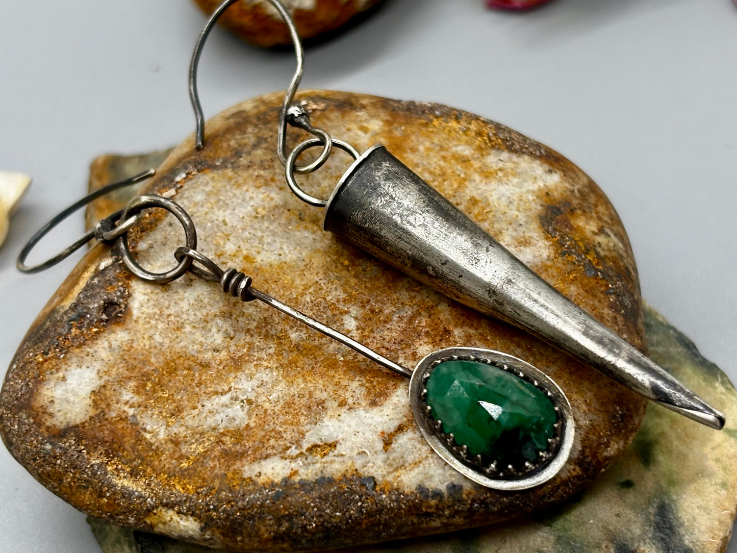 Emerald Cone Drop Earrings