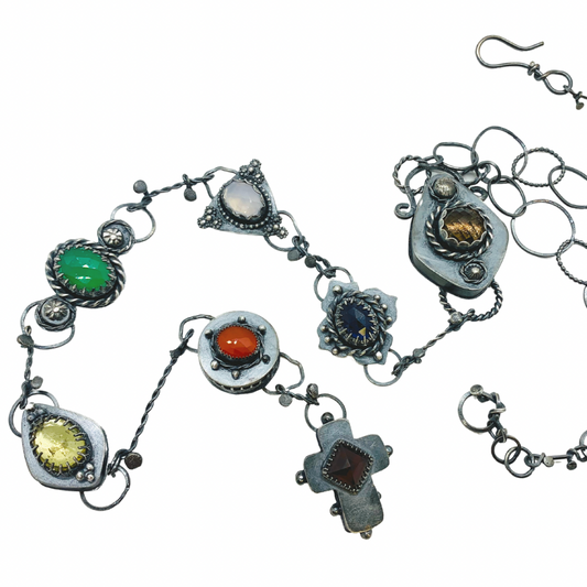 Sterling Silver Chakra Totem Gemstone Necklace