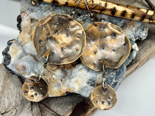 Metal Formed Forged Stamped Dangling Earrings # 7