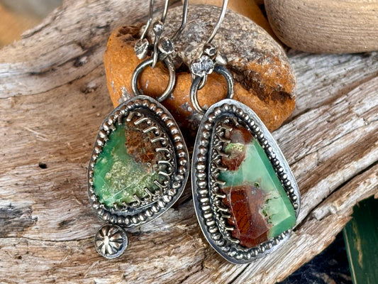 Sterling Silver & Chrysoprase Earrings