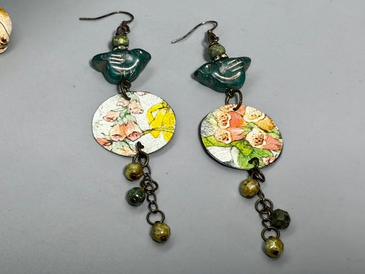 Birdie Foxglove Dangle Earrings