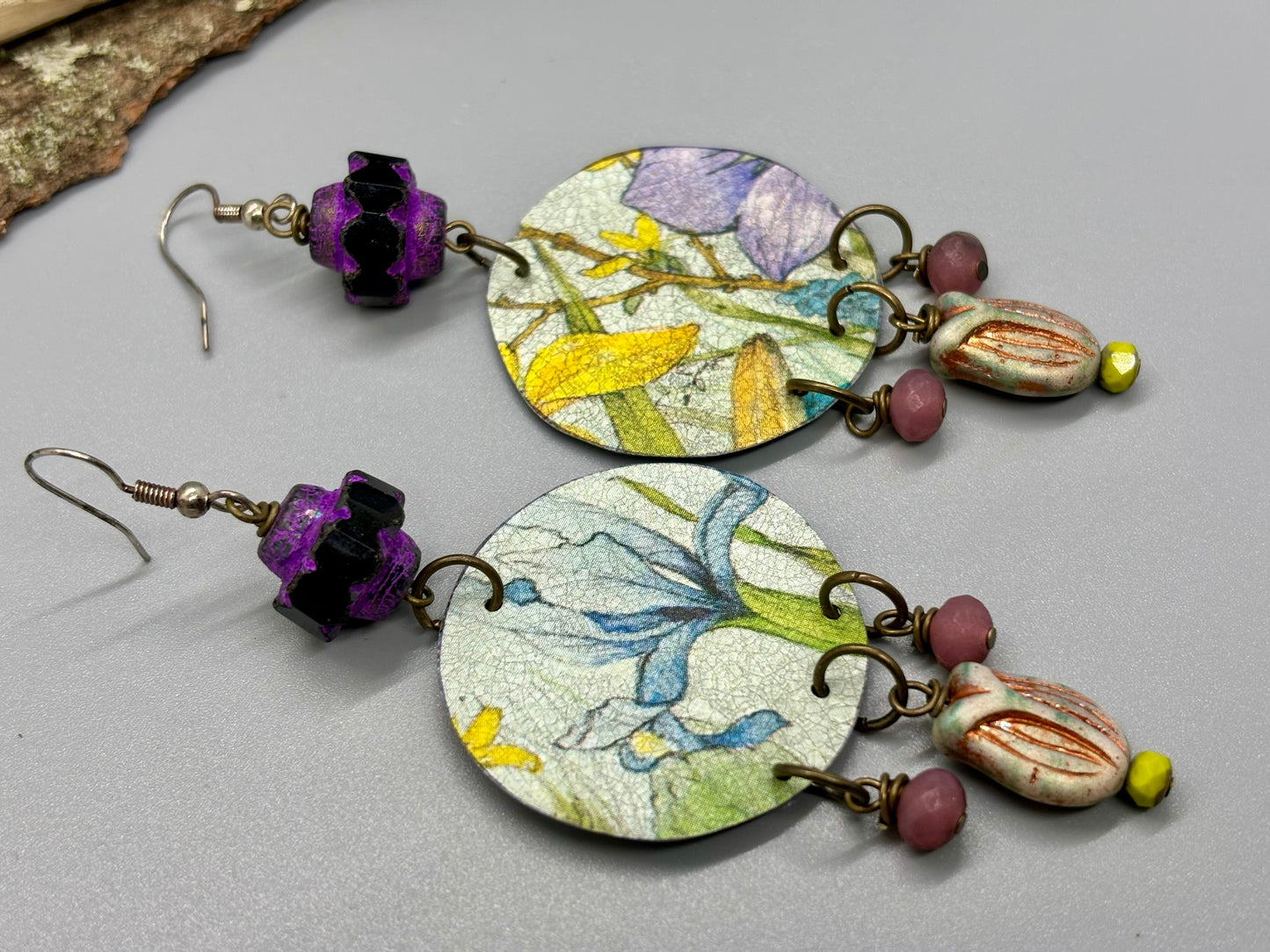 Iris Tulip Floral Earrings