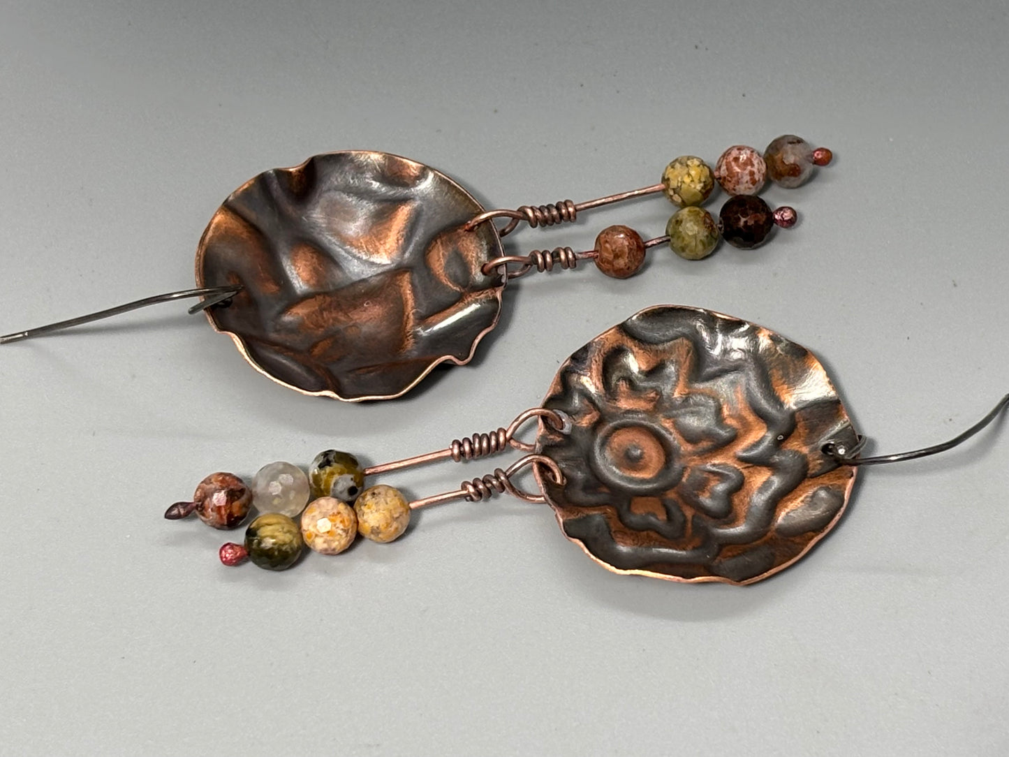 Bohemian Floral Disk Dangle Beaded Earrings # 3