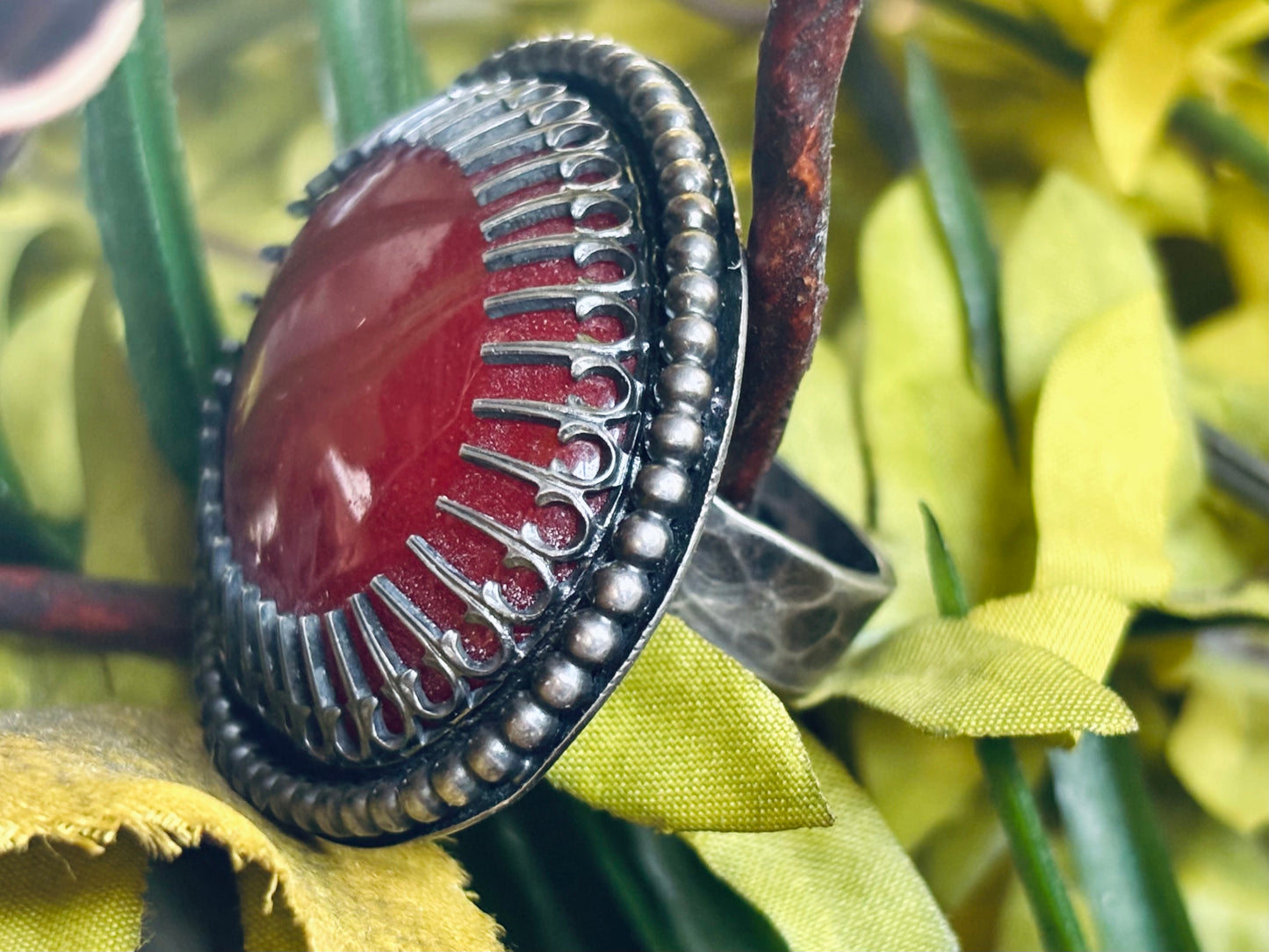 Natural Red Jasper dyed Sterling Silver Custom sized ring