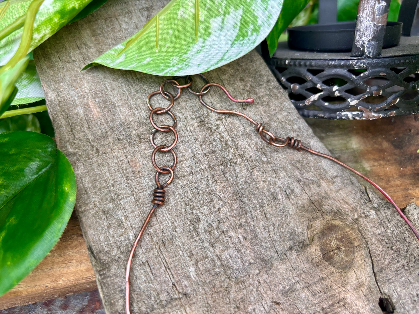 Copper Floral Stamped Formed Disk Choker Necklace