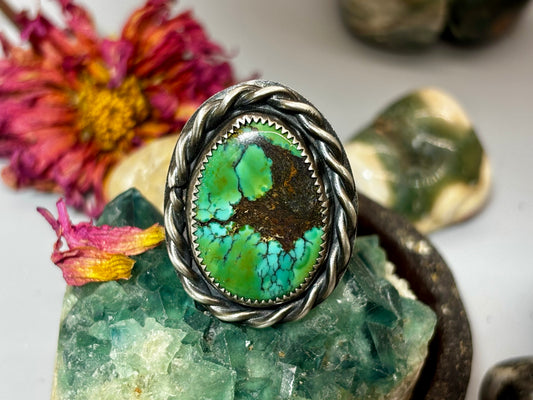 Sterling Silver Hubei Turquoise adjustable Ring # G