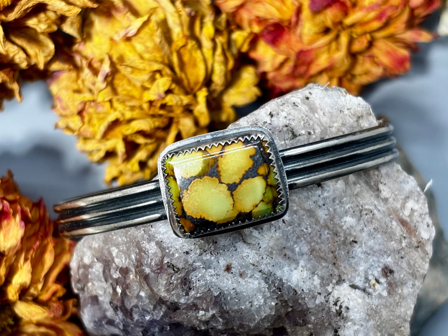 Open Cuff Sterling Silver Turquoise Bracelet # 9