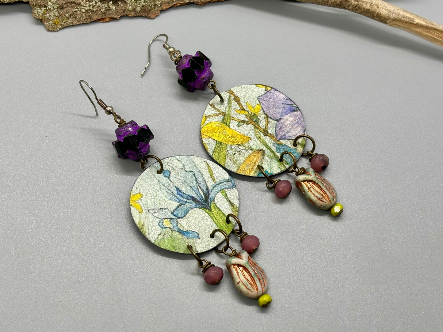 Iris Tulip Floral Earrings