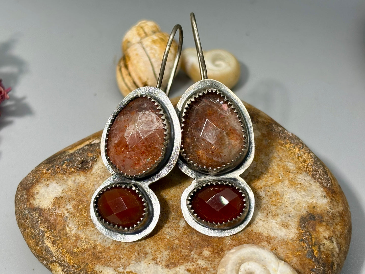 Sunstone Carnelian Sterling Silver Earrings