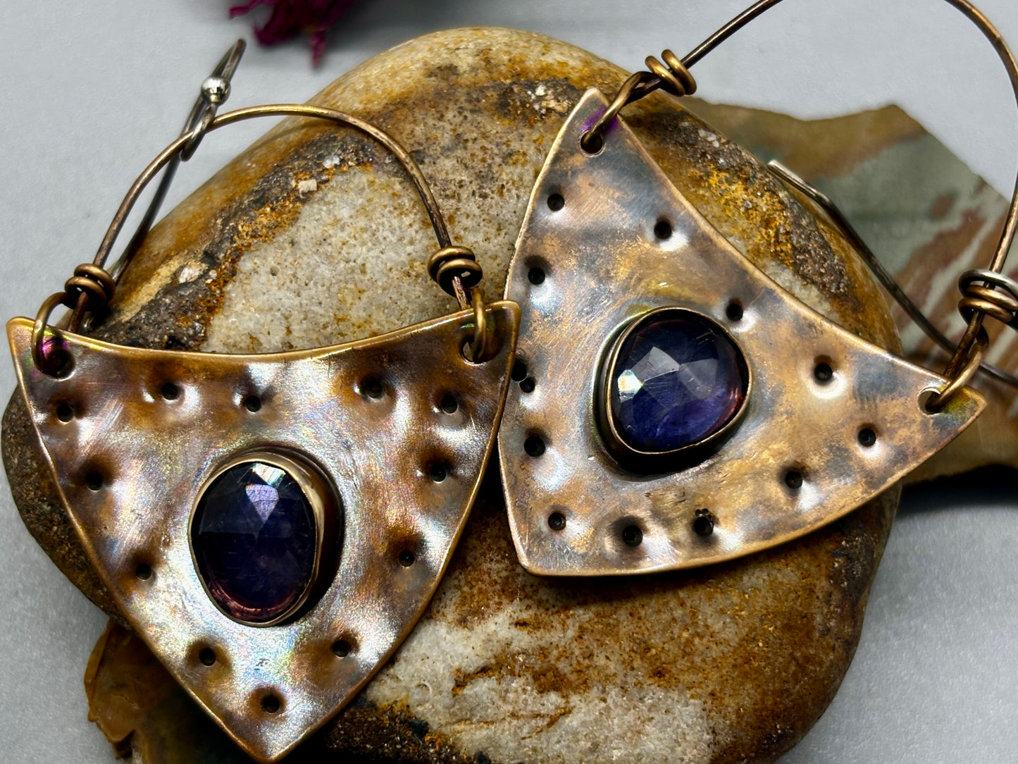 Lolite Bronze and Sterling Silver Earrings