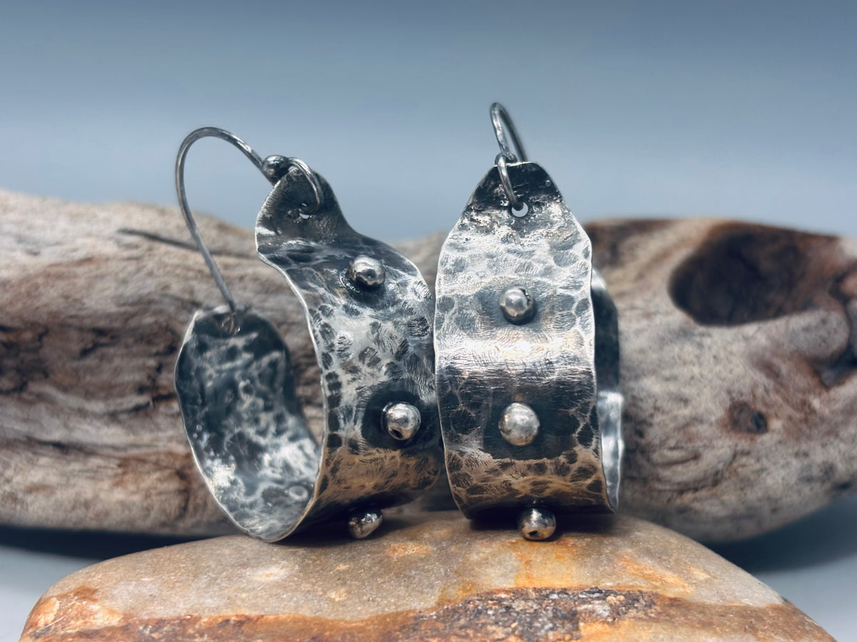 Basket Style Sterling Silver Hoop Earrings