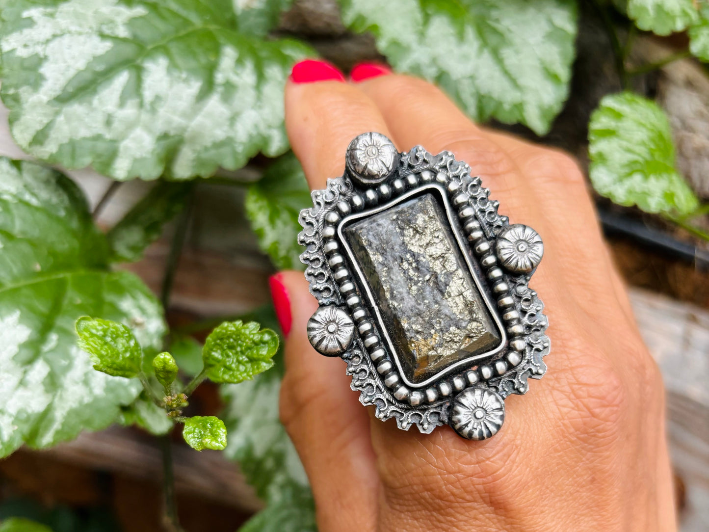 Sterling Silver Pyrite Ring