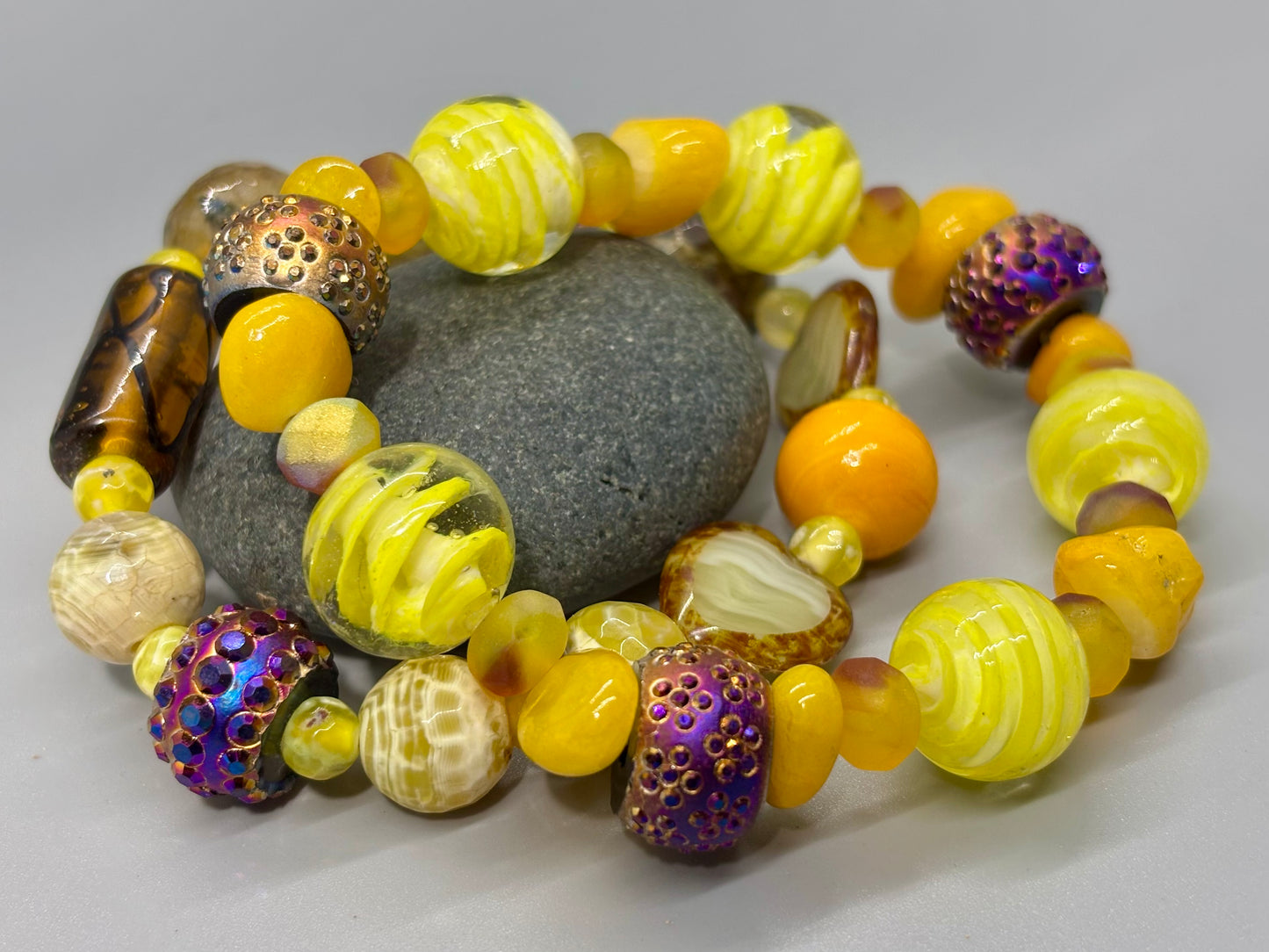 Boho Bright Yellow Stretch Bracelet Set
