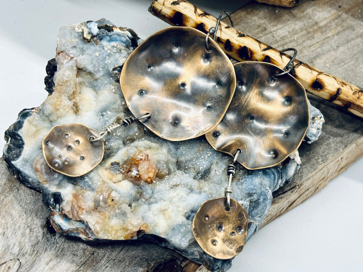 Metal Formed Forged Stamped Dangling Earrings # 1