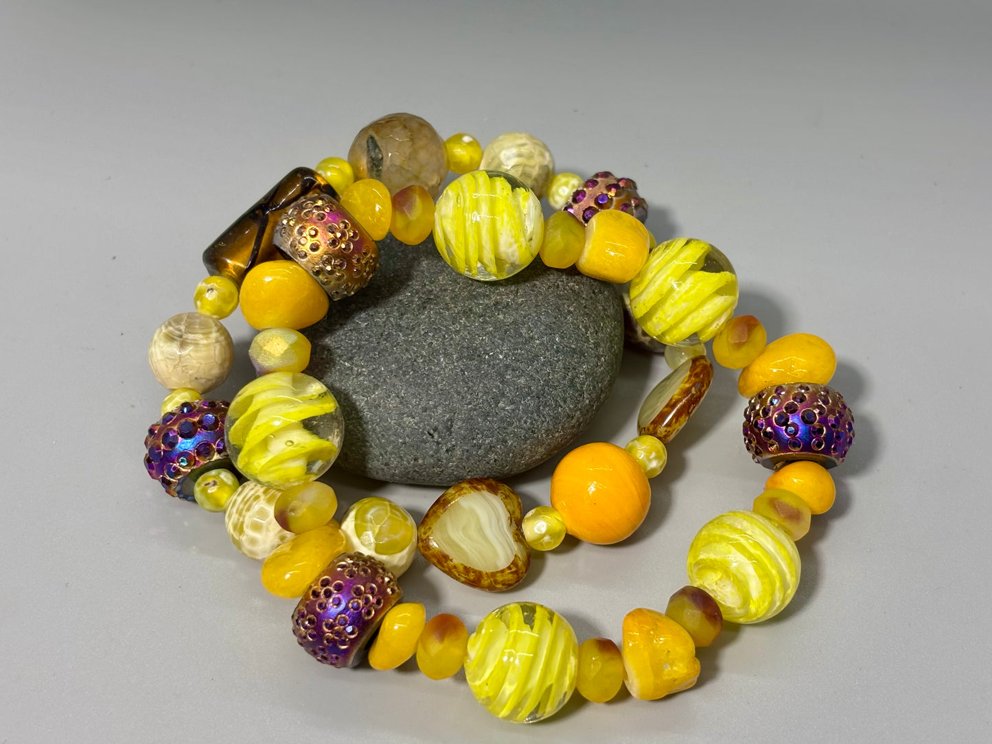 Boho Bright Yellow Stretch Bracelet Set