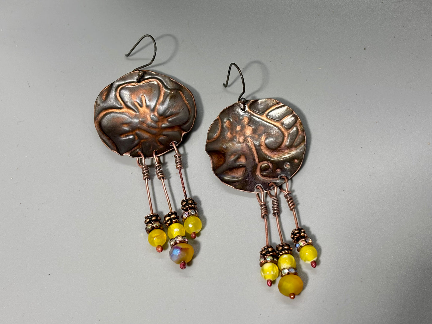 Bohemian Floral Disk Dangle Beaded Earrings # 4