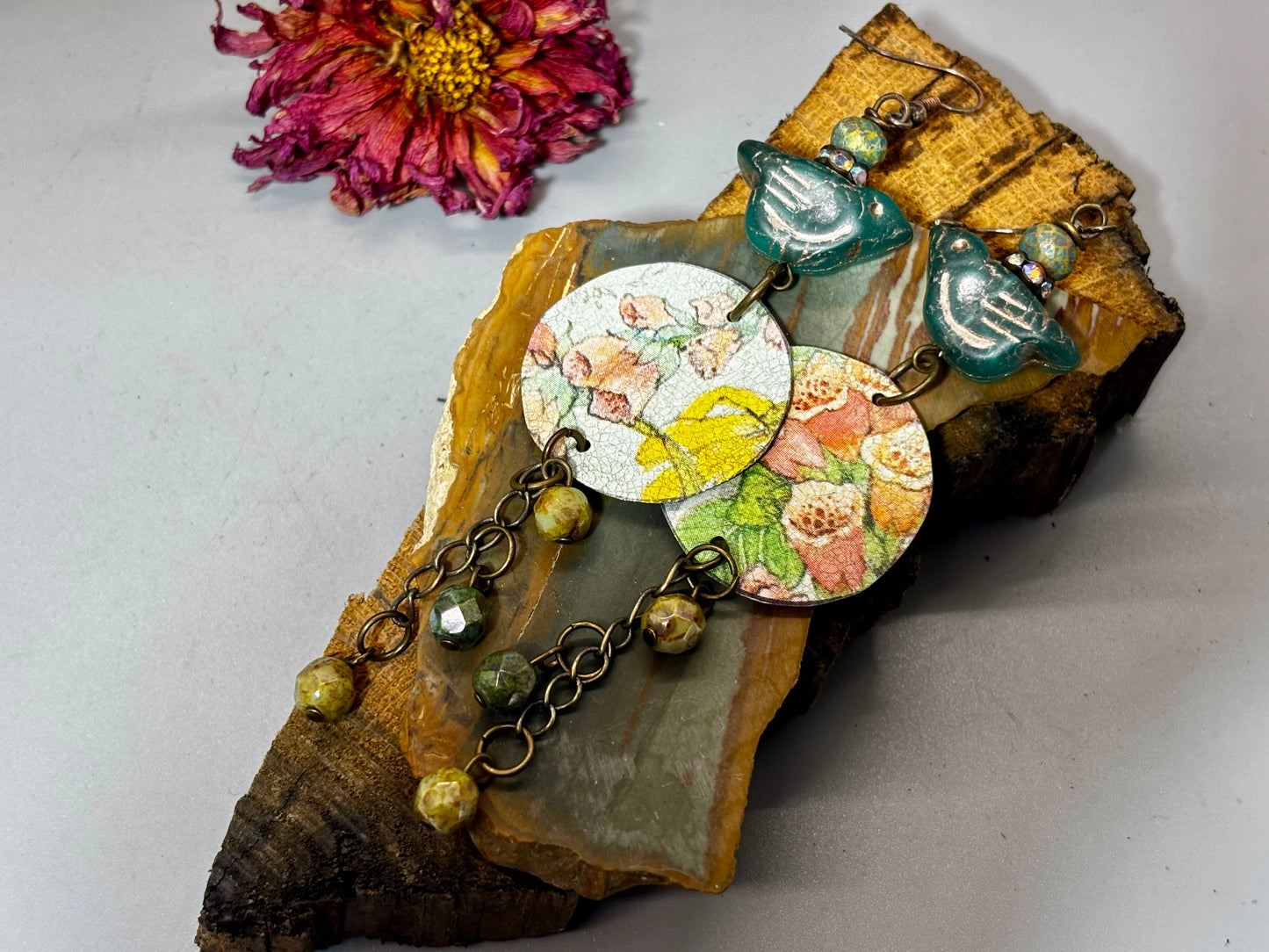 Birdie Foxglove Dangle Earrings