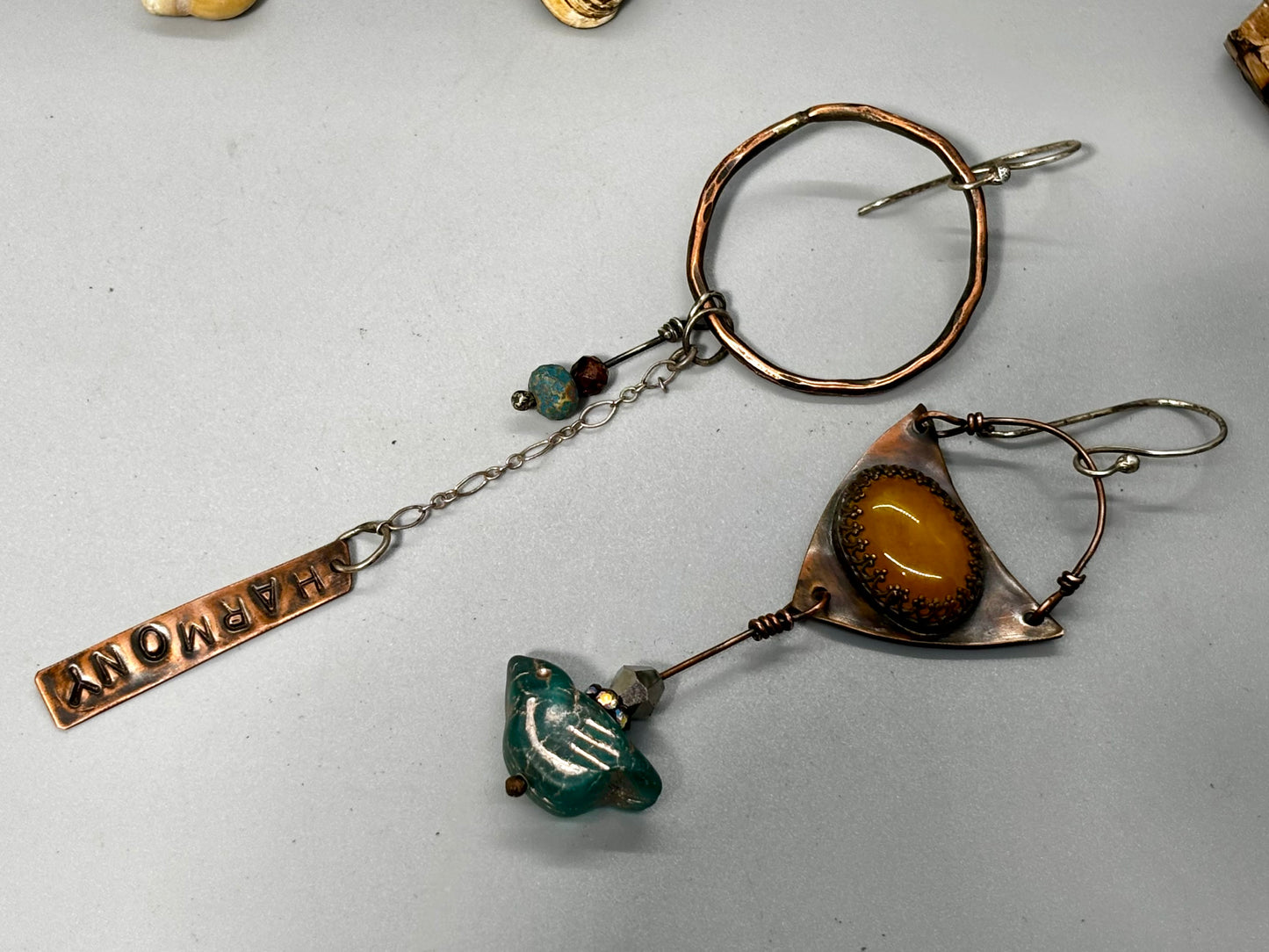 Yellow Jade Green AsymmetricalBirdie Earrings