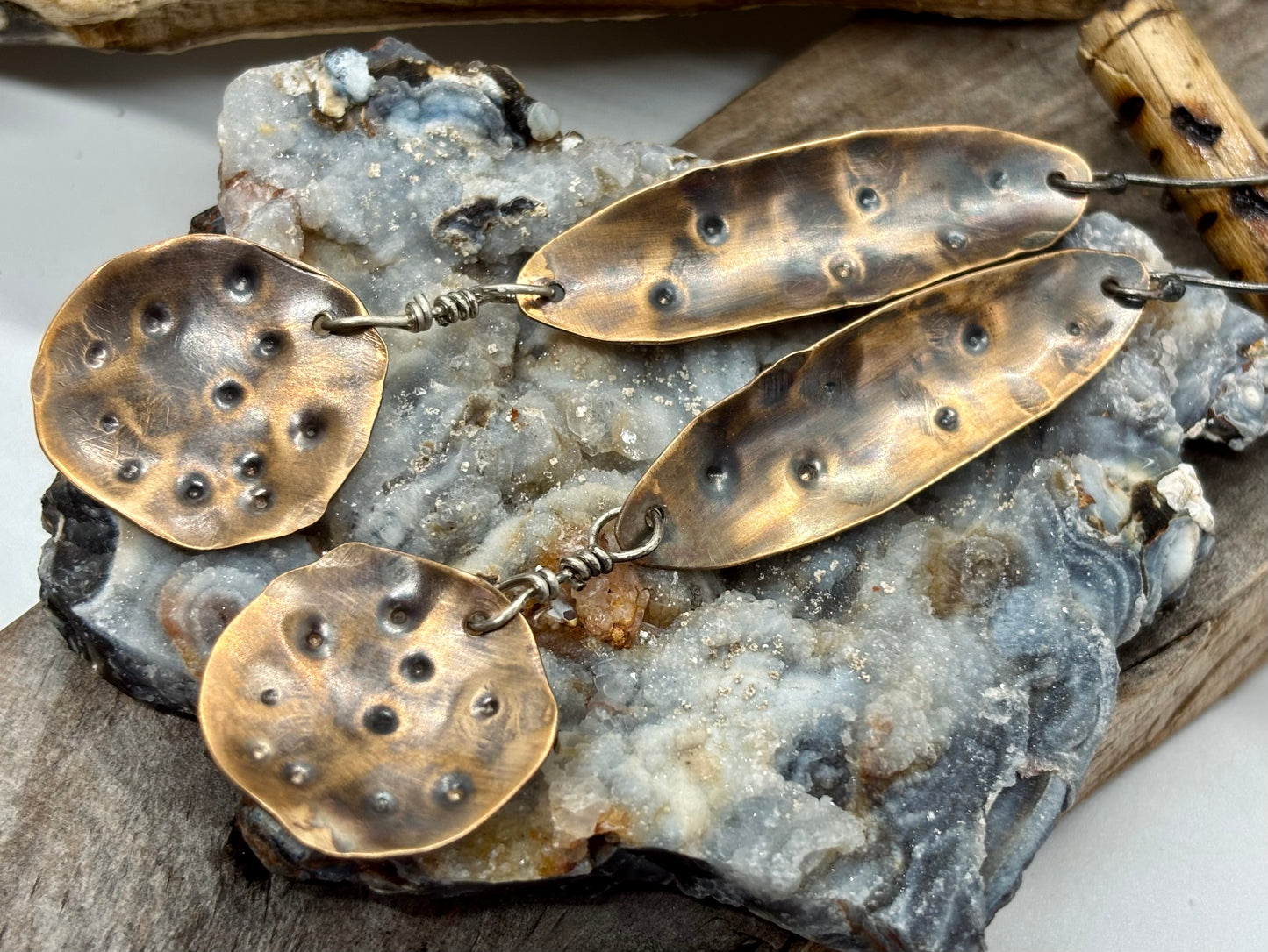 Metal Formed Forged Stamped Dangling Earrings # 4