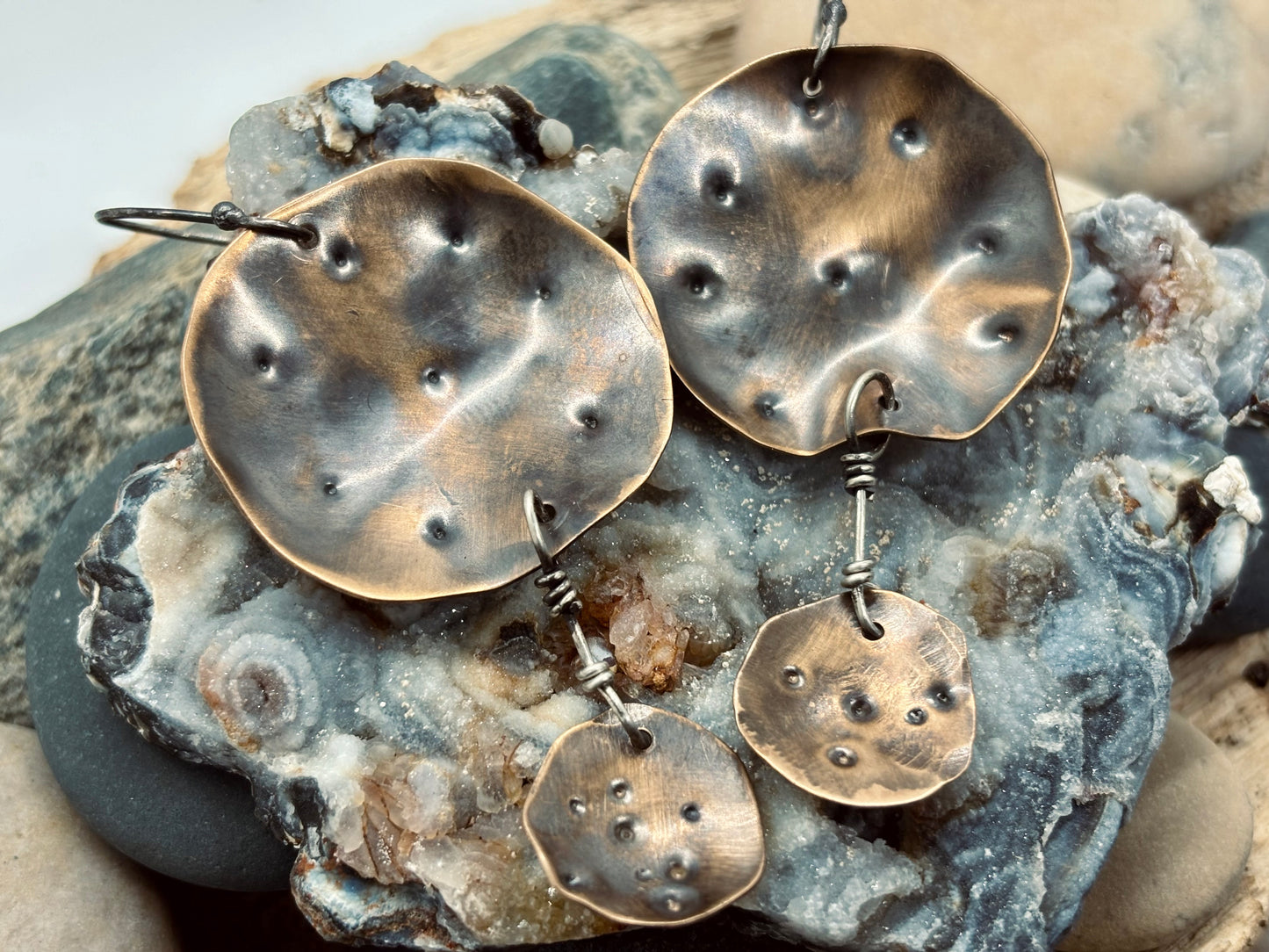 Metal Formed Forged Stamped Dangling Earrings # 1