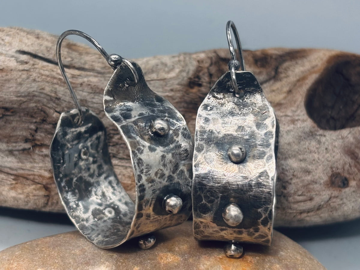 Basket Style Sterling Silver Hoop Earrings