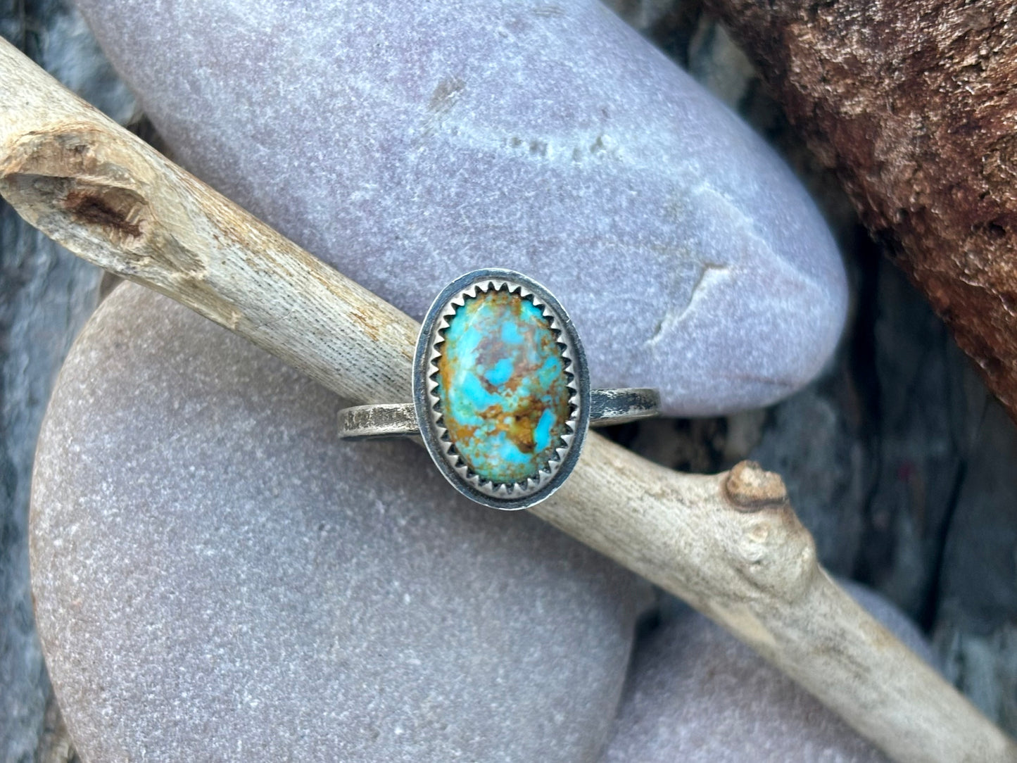 Turquoise Mountain Sterling Stacker Ring (1 piece) Sz. 8