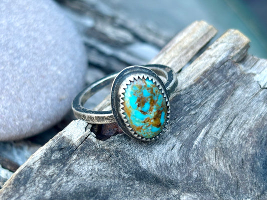 Turquoise Mountain Sterling Stacker Ring (1 piece) Sz. 8