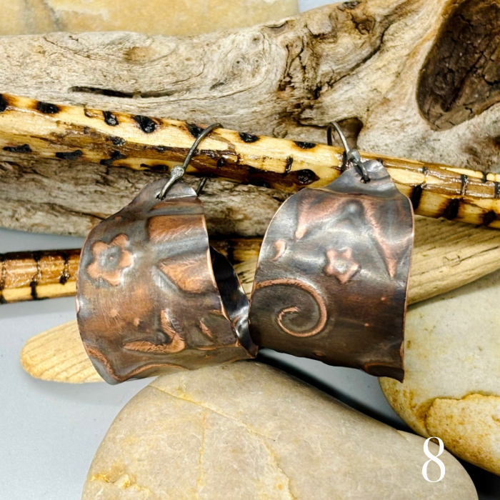 Bohemian Floral Stamped Hoop Earrings