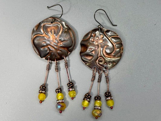 Bohemian Floral Disk Dangle Beaded Earrings # 4