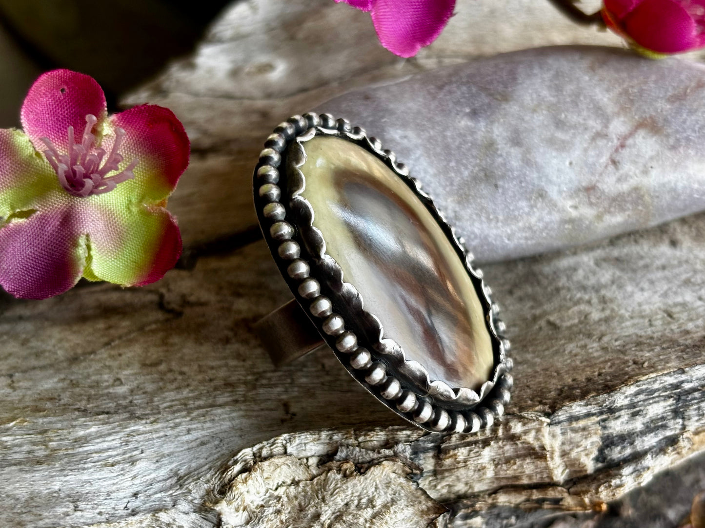 Sterling Silver Imperial Jasper Adjustable Ring