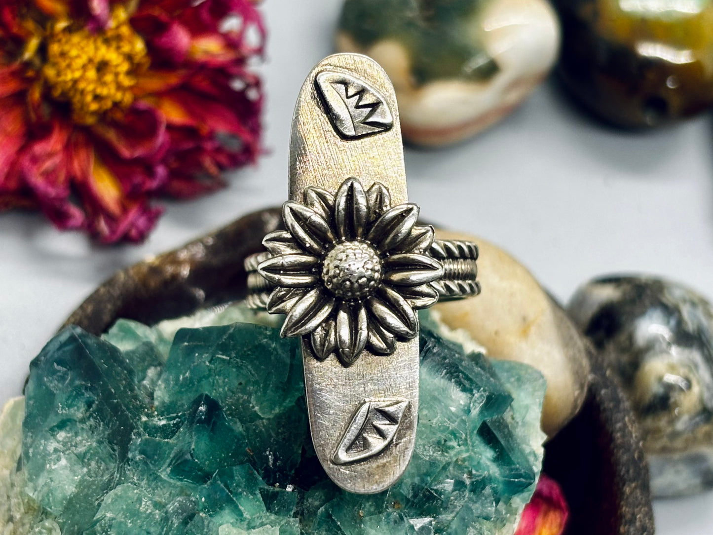 Sterling Silver Hollow Box Form Shaker Adjustable Ring # 2