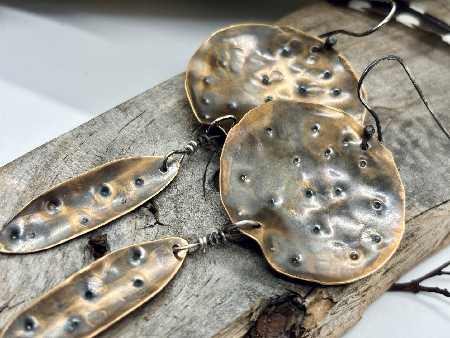 Metal Formed Forged Stamped Dangling Earrings # 5