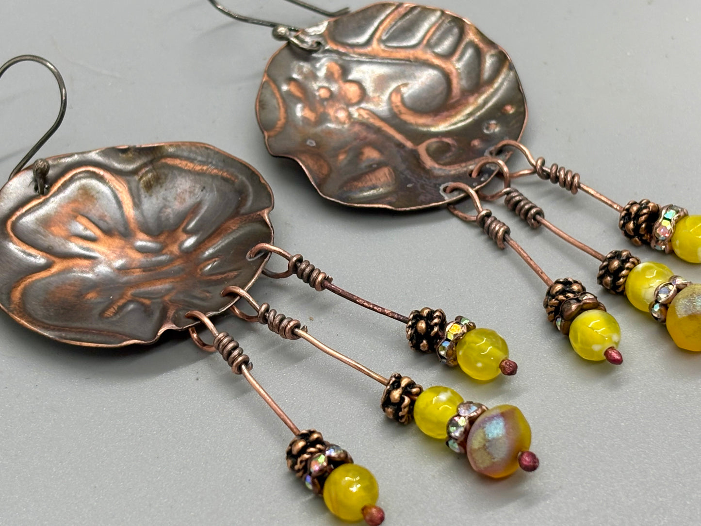 Bohemian Floral Disk Dangle Beaded Earrings # 4