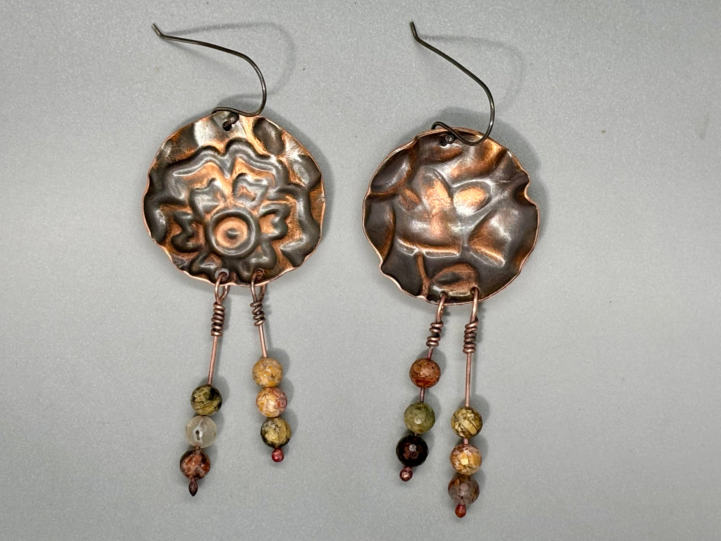 Bohemian Floral Disk Dangle Beaded Earrings # 3