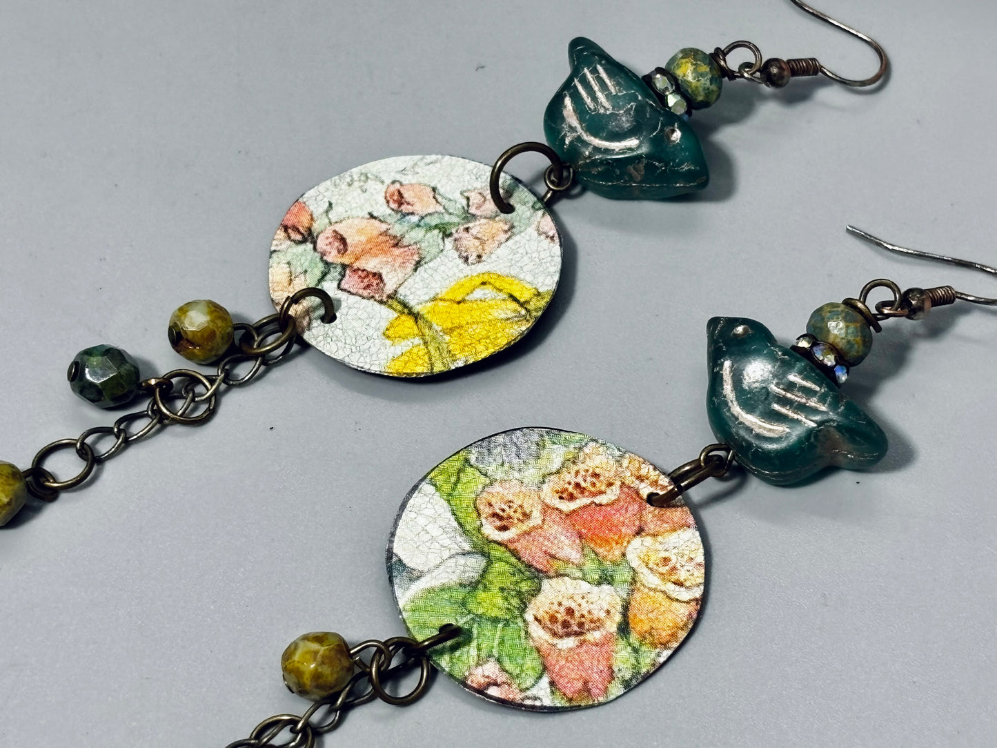 Birdie Foxglove Dangle Earrings