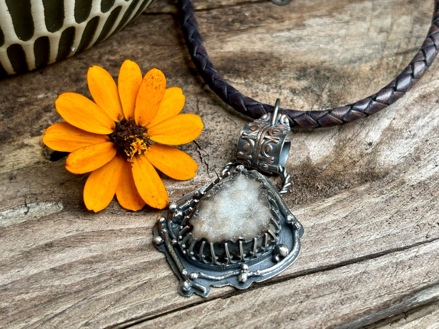 Dreamy White Druzy Choker Necklace