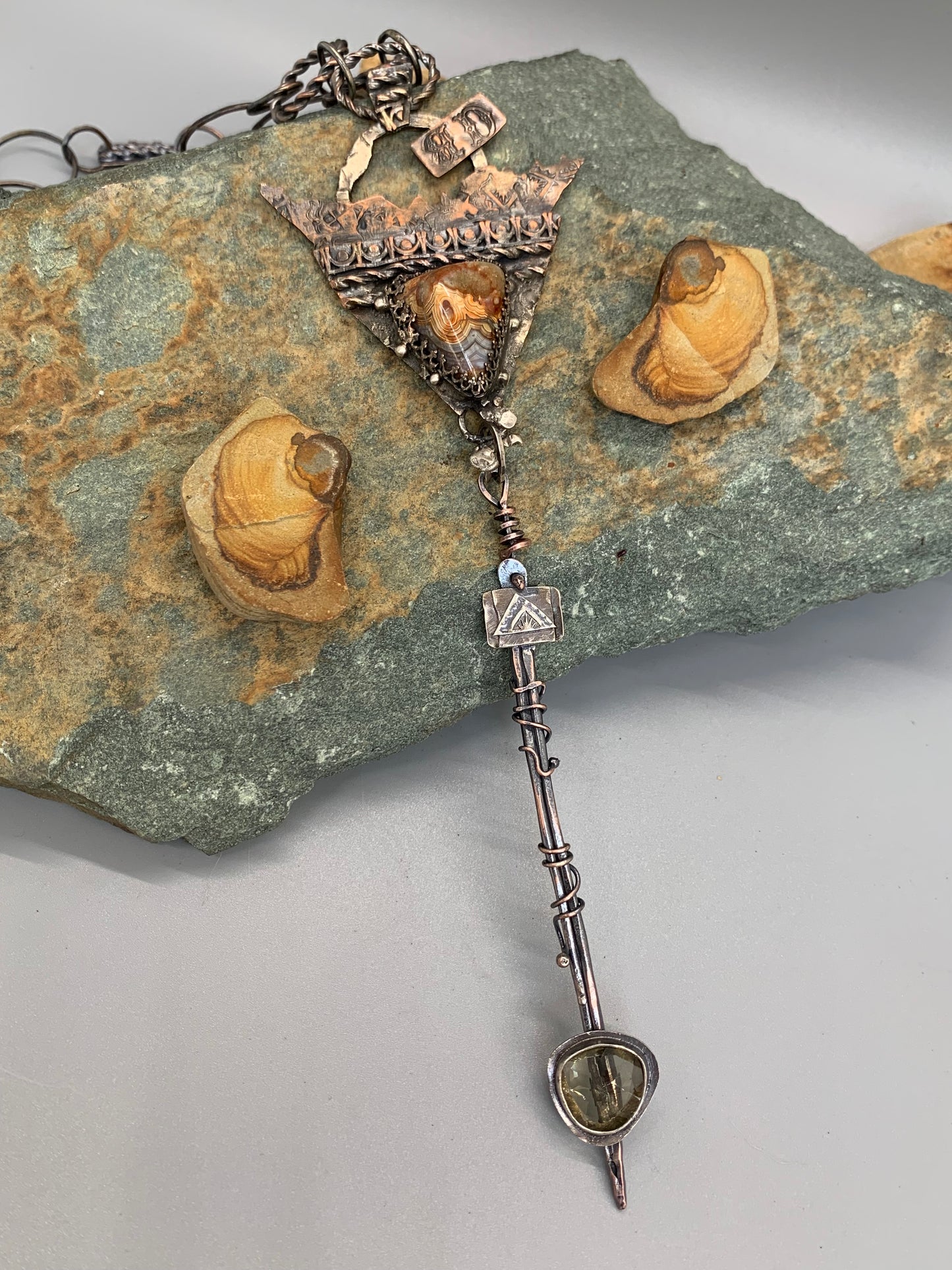 Crazy Lace Agate and Lemon Quartz Necklace