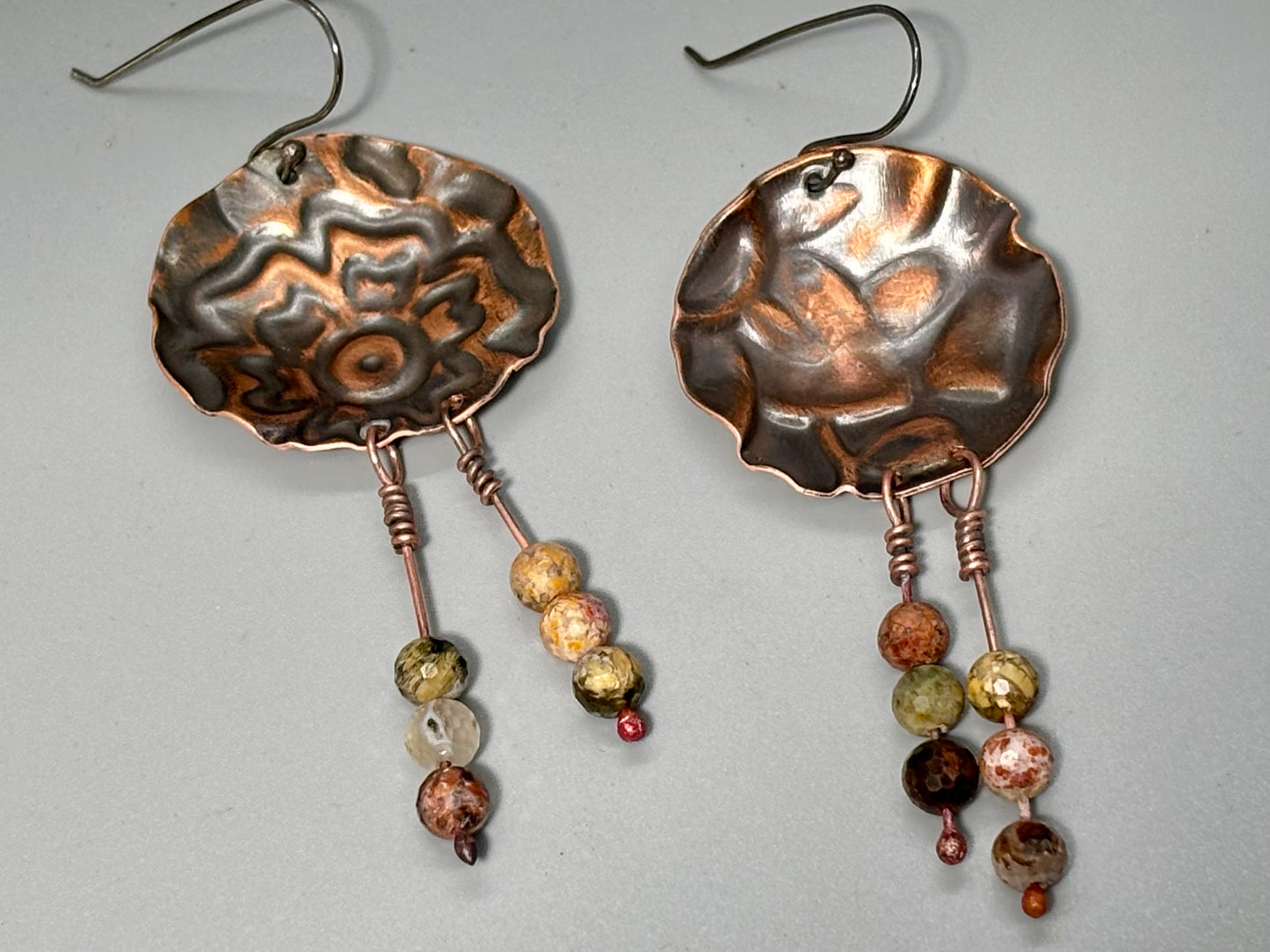 Bohemian Floral Disk Dangle Beaded Earrings # 3