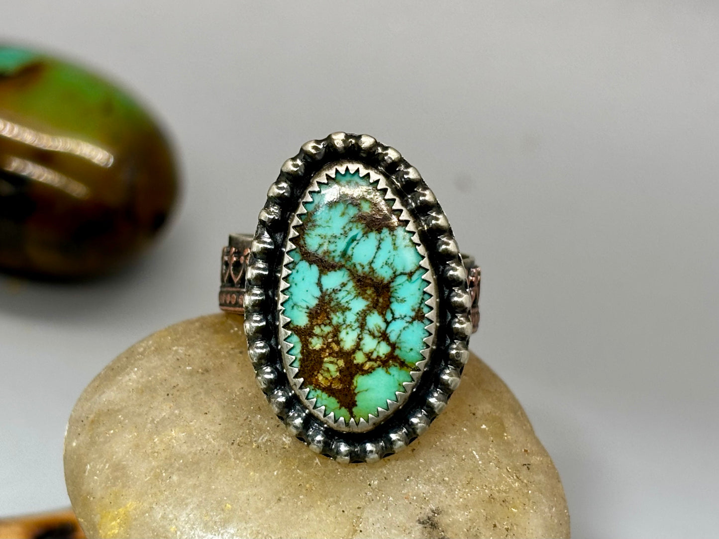 Sterling Silver Copper Hubei Turquoise Ring (F)