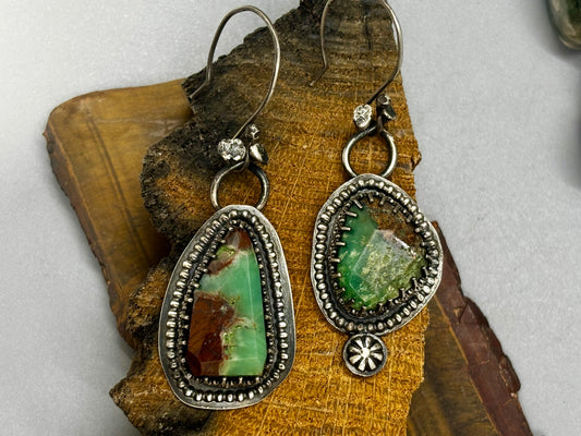 Sterling Silver & Chrysoprase Earrings