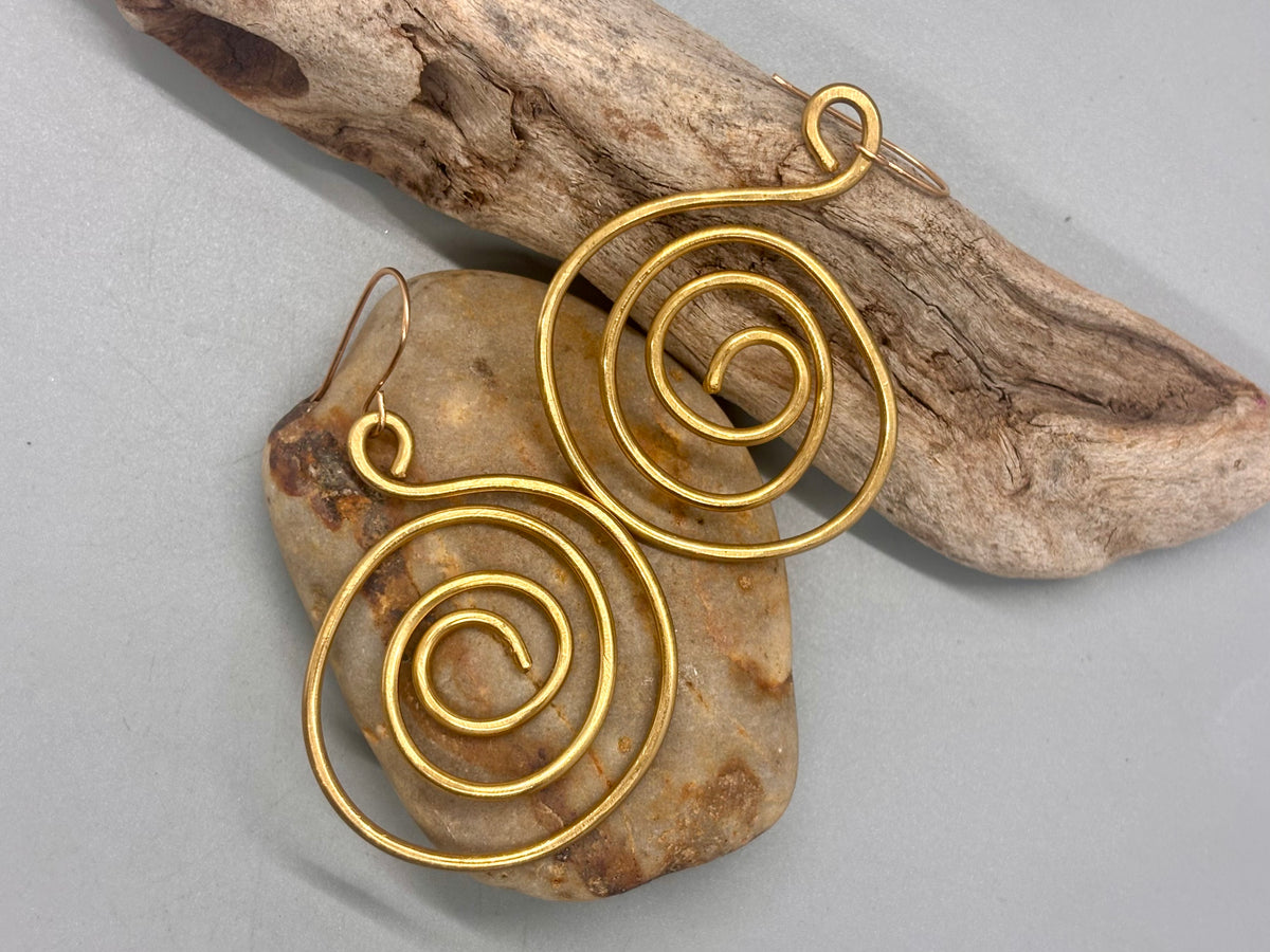 Brass Swirl Earrings