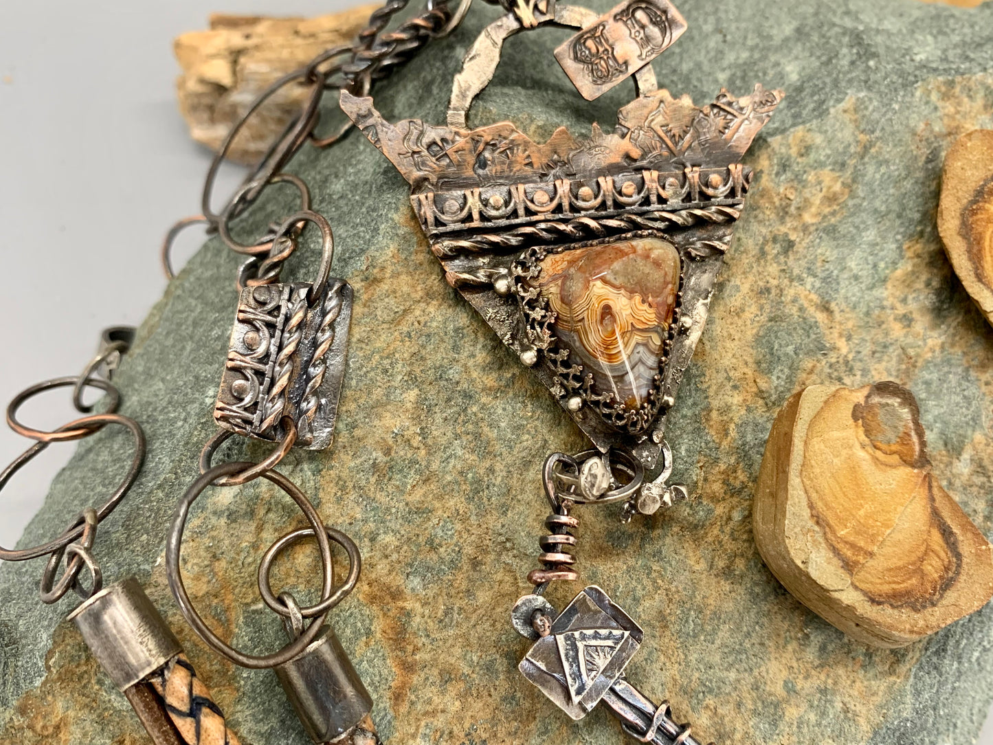 Crazy Lace Agate and Lemon Quartz Necklace