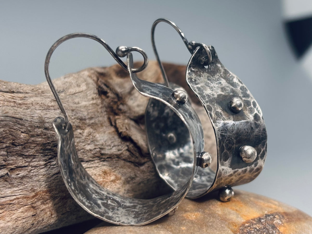 Basket Style Sterling Silver Hoop Earrings