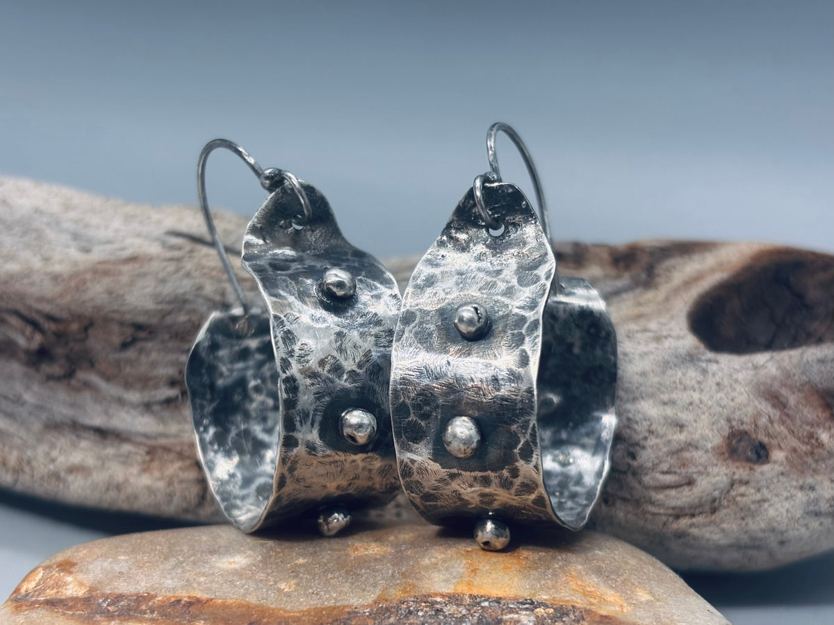 Basket Style Sterling Silver Hoop Earrings