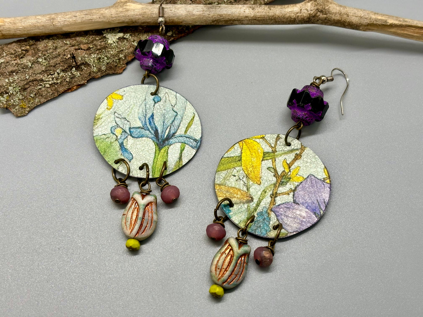 Iris Tulip Floral Earrings