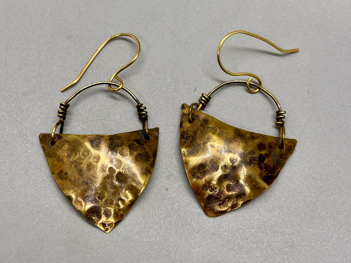 Bronze Shield Style Earrings B