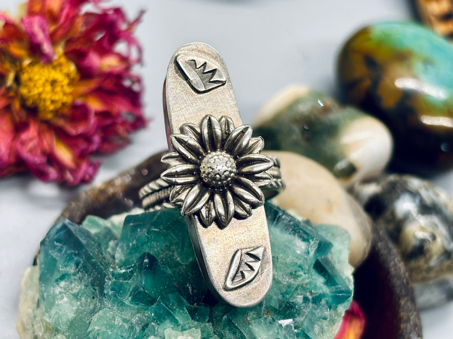 Sterling Silver Hollow Box Form Shaker Adjustable Ring # 2